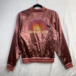 Mother S Sunshine City Bomber Jacket Pastel Pink Satin Rainbow Varsity Preppy Photo 5