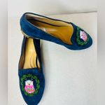 Talbots Ryan Embroidered Suede Loafers - Polar Bear Navy Blue Flats Holidays 5M Photo 2