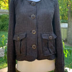 Anthropologie  Tweed Brigade Jacket Coat Cartonniers 8 M Cropped Brown Photo 0
