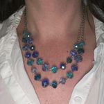 Cobalt & Sky Blue Crystals Double Strand Layer Beaded Women’s Necklace Photo 8