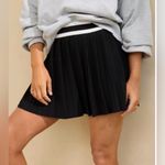 Aerie Pleated Knit Skirt in black with ivory stripes NWT Photo 2