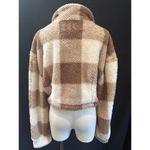 Love Tree Plaid Cropped Sherpa Jacket With Zip Closure & High Collar Photo 2