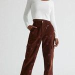 PacSun Womens Heartbreaker Brown Corduroy Cargo Elastic Waist Pants Size Medium Photo 0