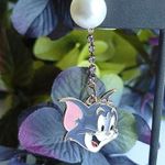 Tom and Jerry Cat Dangle Earrings Gold Photo 2