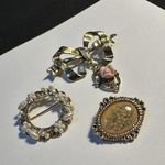 Lot Of 3 Gold Tone Flower Designs Brooch Pins 1 Signed CAMCO Photo 3