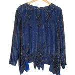Vintage Mark and John Beaded Sequin Top Blue Size XL Photo 0