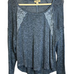 One World  Sweater Women's Size Large knit lace lightweight long sleeve blue Photo 0