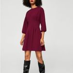 Mango Burgundy Garnet Red Puff Sleeve Dress Photo 1