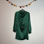 NWT Olia Green Satin Long Sleeve Mini Dress Size M Photo 1