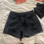 Black Rip Jean Shorts Size 00 Photo 2