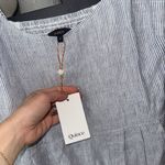 Quince NEW  100% European Linen Scoop Neck Midi Dress pinstripe adjustable straps Photo 2