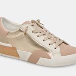 Dolce Vita Zina Plush Sneakers Natural Linen Leather | Size 8 White Photo 0