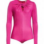 Farm Rio Hot Pink Twist Front Long Sleeve Bodysuit Women's Medium NWOT Photo 2
