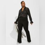 Torrid  Black Glittery New Years Pull-On Flare Stretch Lurex Pants - size 1 Photo 8