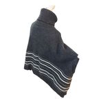 360 Cashmere Gray White Striped Turtleneck Poncho Size Small 100% Cashmere Women Photo 11