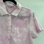 Lucky Brand Women's Tie Dye Button Up Short Sleeve Boho Shirt Pink Size Medium Photo 4