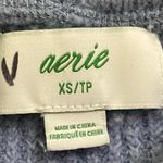 Aerie Cozy Up Women’s XS Powder Blue Ribbed Knit Reverse Seam Oversized Pullover Photo 4