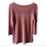 Vintage Peach Knit Sweater Medium Marbled Lightweight Lace Back Y2K pastel Orange Photo 1