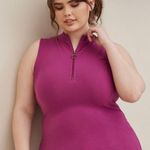 Torrid 3 Plus Size Pink Foxy Mock Neck Sleeveless Zip Up Tank Top 3x 22-24 NWOT Photo 0