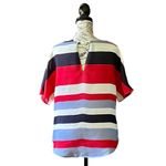 ZARA  Women’s Red Blue Striped Boxy Oversized Blouse S Nautical Preppy Sailorcore Photo 4