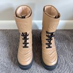 Gucci  Frances GG Combat Boots Lug Sole Matelasse Quilted Leather Tan Size EU 37 Photo 1