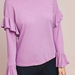 Sundry Tiered Double Ruffle Long Sleeve Tee PURPLE Photo 0