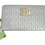 Badgley Mischka NWT Grey Blue Quilted Long Cardholder Wallet Vegan Leather Photo 0