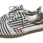 Soludos Oxford Lace-Up Espadrilles Red Navy Striped Canvas Platform Sz 7 NWOB Photo 0
