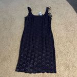 Alex Evenings Navy blue floral lace sparkle midi dress with lace cardigan set never worn Photo 4