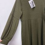 Women's Long Sleeve Medium Olive Green Midi Sweater Dress Ribbed High Waist Photo 10