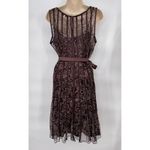 Sandra Darren Y2K Forest Fairy Dress Womens 12 Brown Paisley Ribbon Belt Lined Photo 7