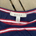 Gaze navy and white burgundy, striped short sleeve crop top Blue Photo 2