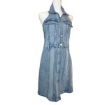 Gap Icon Denim Halter Mini Dress Light Wash 6 Petite Photo 1