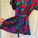 Vintage Satin Floral Robe Kimono Lace Trim Tropical One Size Red Size undefined Photo 8