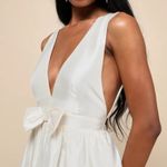 Lulus NWT Lulu’s Elegant Destiny Cream Sleeveless Bow Midi Dress large wedding guest Photo 5