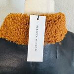 Rebecca Minkoff Faux Shearling Vegan Leather Moto Jacket, Black/Brown, Large NWT Photo 8