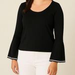 Torn By Ronny Kobo  Black Sabrina Ponte Bell Sleeve Top‎ Photo 0