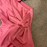 NWT Muse By Marchesa Gardenia One Sleeve Satin Dress in Size 0 & color “Punch” Pink Photo 6