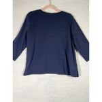 Alfred Dunner Women's 3/4 Sleeve Embellished Square Neck Top Navy Blue Sz L Photo 1