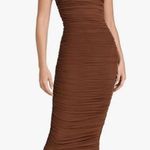 AFRM Biona Ruched Maxi Dress In Dark Clay Brown Photo 0