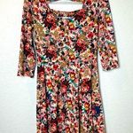 Xhilaration  Bright Floral Print Stretchy Dress with Back Detail Size M Photo 0
