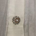 ZARA  puff sleeved white sheer blouse, pearl & rhinestone buttons, Women’s small Photo 9
