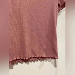 American Eagle Dusty Rose Ribbed Stretchy Short Sleeve Crop Top Henley Size XS Photo 4