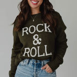 Panache NWOT Apparel Forest Green “Rock & Roll Crewneck Sweater size XL Photo 0