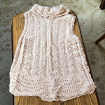 Miss Me  Pointelle Crochet Cowl Neck Sweater Tank in Ecru sz small EUC Photo 0