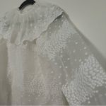ZARA  Sheer Lace Victorian Blouse White High Neck Ruffle Collar Size M‎ Photo 7