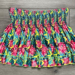 Lucky In Love 12" Floral Smocked High Rise Tennis Skirt Skort Pink Yellow Medium Photo 0