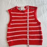 Kerri Rosenthal XOXO Red Striped Sweater Vest Heart Smiley Face NEW Small Pink Photo 1
