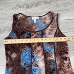 Dress Barn Small Brown Blue Floral Mesh Burnout Velvet Tank Top Boho Fairy Y2K Photo 5