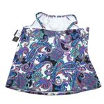 Island Escape Women's Paisley Tankini Top Full Bust Support Purple White 14 Photo 3